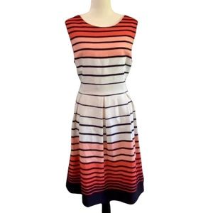 PRICE DROP - white, coral and navy striped dress 👗